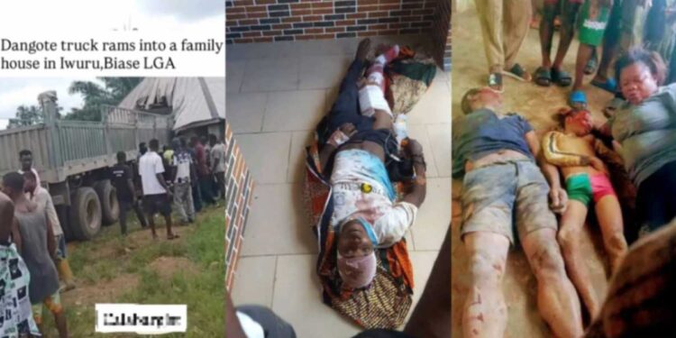 VIDEO: Dangote Truck Rams Into A Family House In Cross River, Killing Three Persons