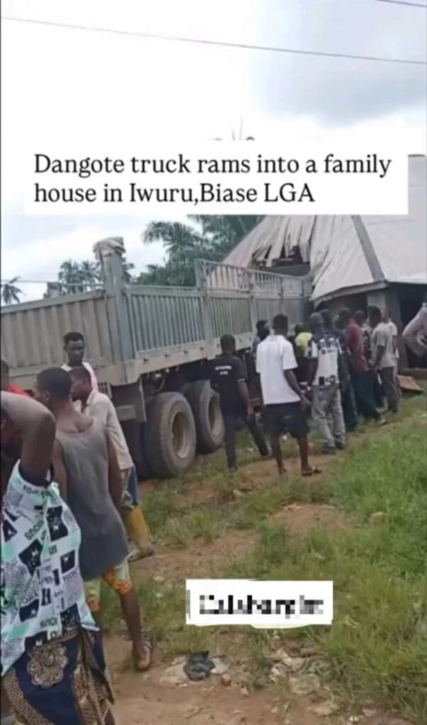 VIDEO: Dangote Truck Rams Into A Family House In Cross River, Killing Three Persons 2 Dangote Truck Rams Into A Family House In Cross River, Killing two Persons