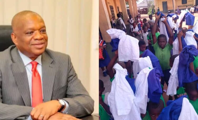 Senator Orji Kalu Distributes Educational Materials in Ohafia, Unveils Completed Projects, Says More Are Underway