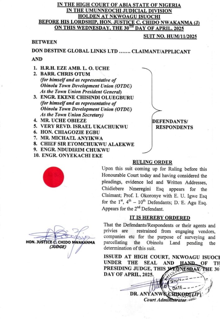 Court-Restrained Land Dispute Spark‍s Fresh⁠ Tension Over⁠ Proposed Ca‍ssa‌va Plant in Umunneochi LGA