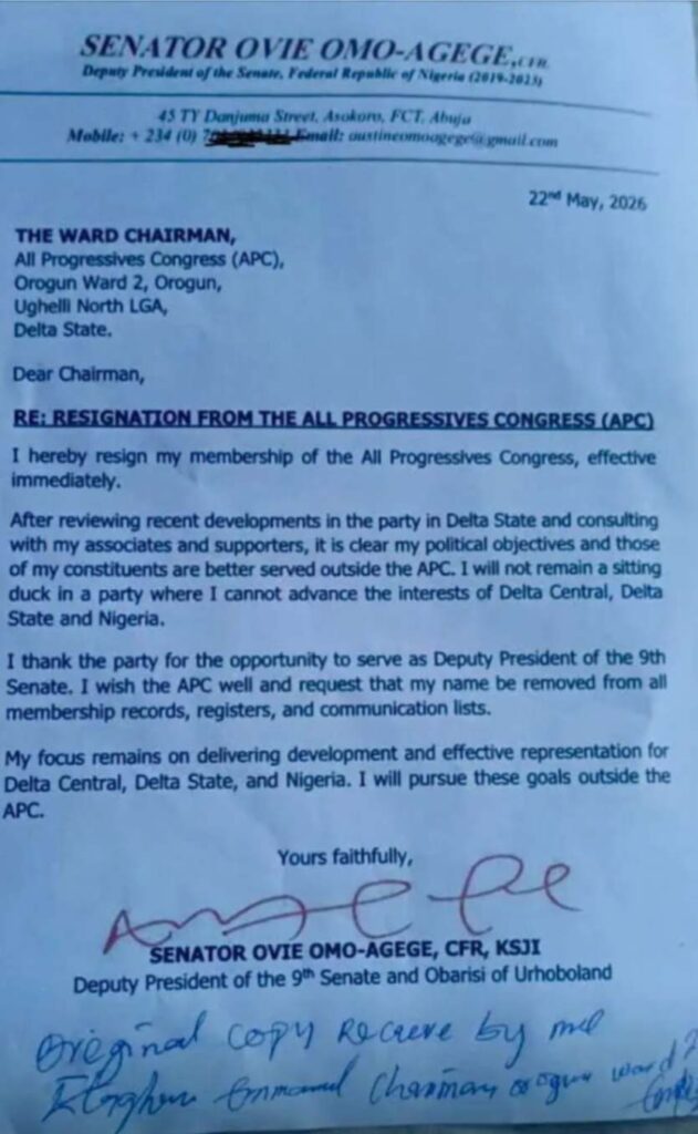 BREAKING: Omo-Agege Dumps APC After Losing Delta Central Senate Primary 2 Omo-Agege Dumps APC After Losing Delta Central Senate Primary