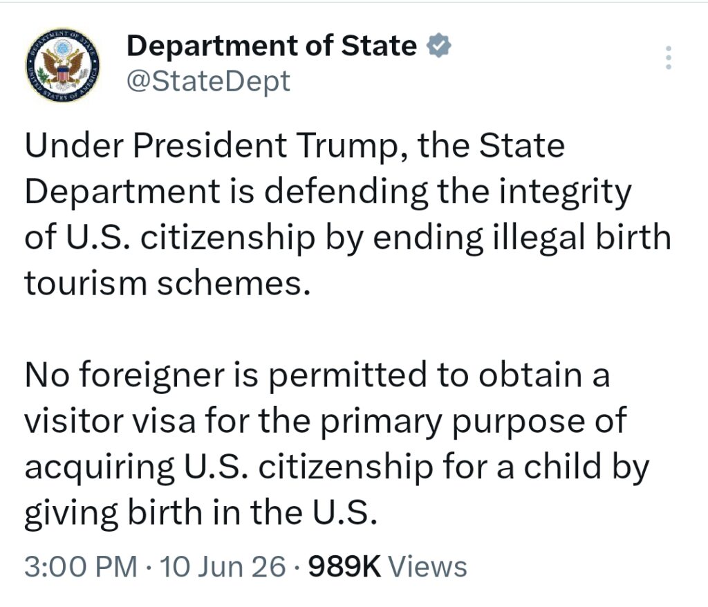 U.S. Uncovers Major Birth Tourism Network in Africa, Revokes Over 100 Visas