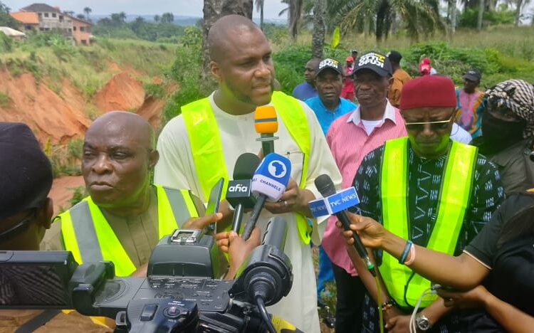 Chima Anyaso Visits Uzuakoli Erosion Site, Pledges Collaboration With Governor Otti To End Decades Of Environmental Threat