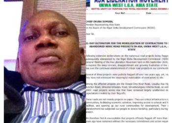 ASA Liberation Movement Gives NDDC 21-Day Ultimatum to Mobilise Contractors to Abandoned Road Projects