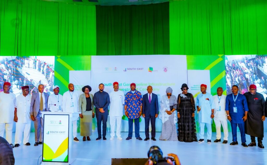 Tinubu Reveals Why He Signed South East Development Commission Bill, Announces Investment Plans 6 Deputy Speaker, House of Representatives, Rt. Hon. Benjamin Okezie Kalu, PhD, CFR (middle) flanked on the right by the Board Chairman of SEDC, Chief Emeka Wogu, PhD, and by the left, Enugu State Governor, Mr. Peter Mbah, Deputy Governors of Ebonyi and Imo States amidst other dignitaries at the South East Gas Pipeline Infrastructure Investment Ceremony in Enugu on Tuesday.